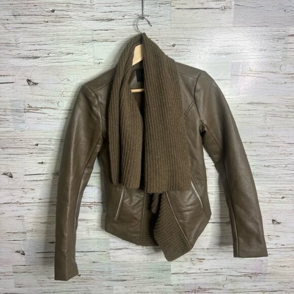 Guess Faux Leather Jacket with waterfall detail size xs brown - Picture 2 of 8